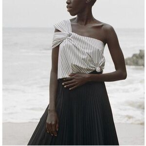 Shaina Mote Lark One Shoulder Striped Top size 8